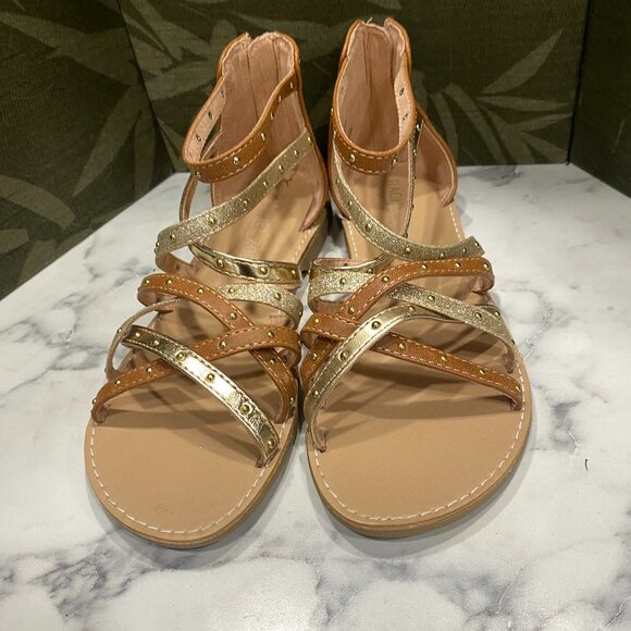 EUC GIRLS Rachael & Zoe Back zip Gladiators Sandals-sz 3 - Picture 1 of 11
